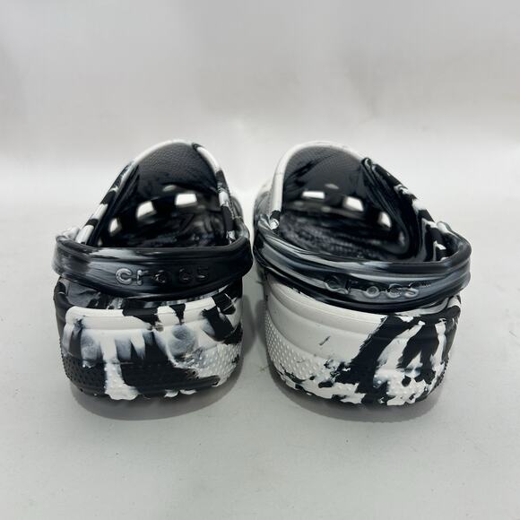 Crocs Classic Clog Slip-On “Marbled White Black” - Picture 4 of 6